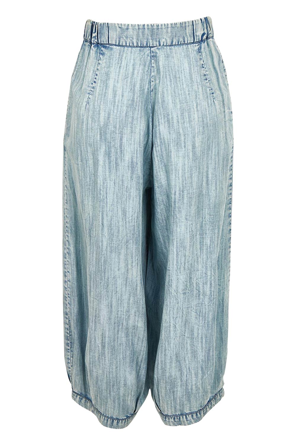 Product shot of the Zetta Lyocell Pant in colour Comoda (Blue), from the back