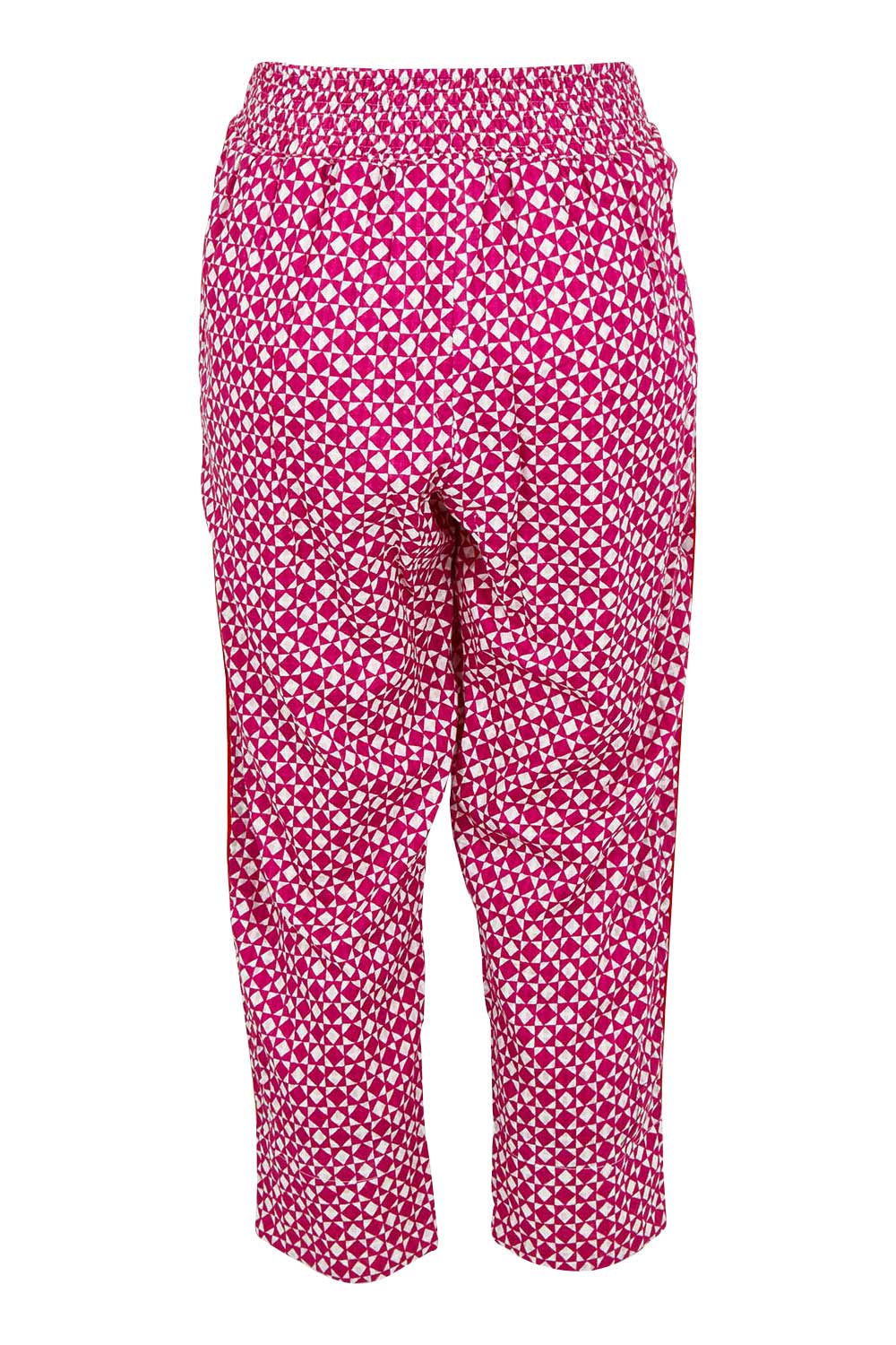 Product shot of the Kelsey Cotton Pant in colour Naples (Pink), from the back