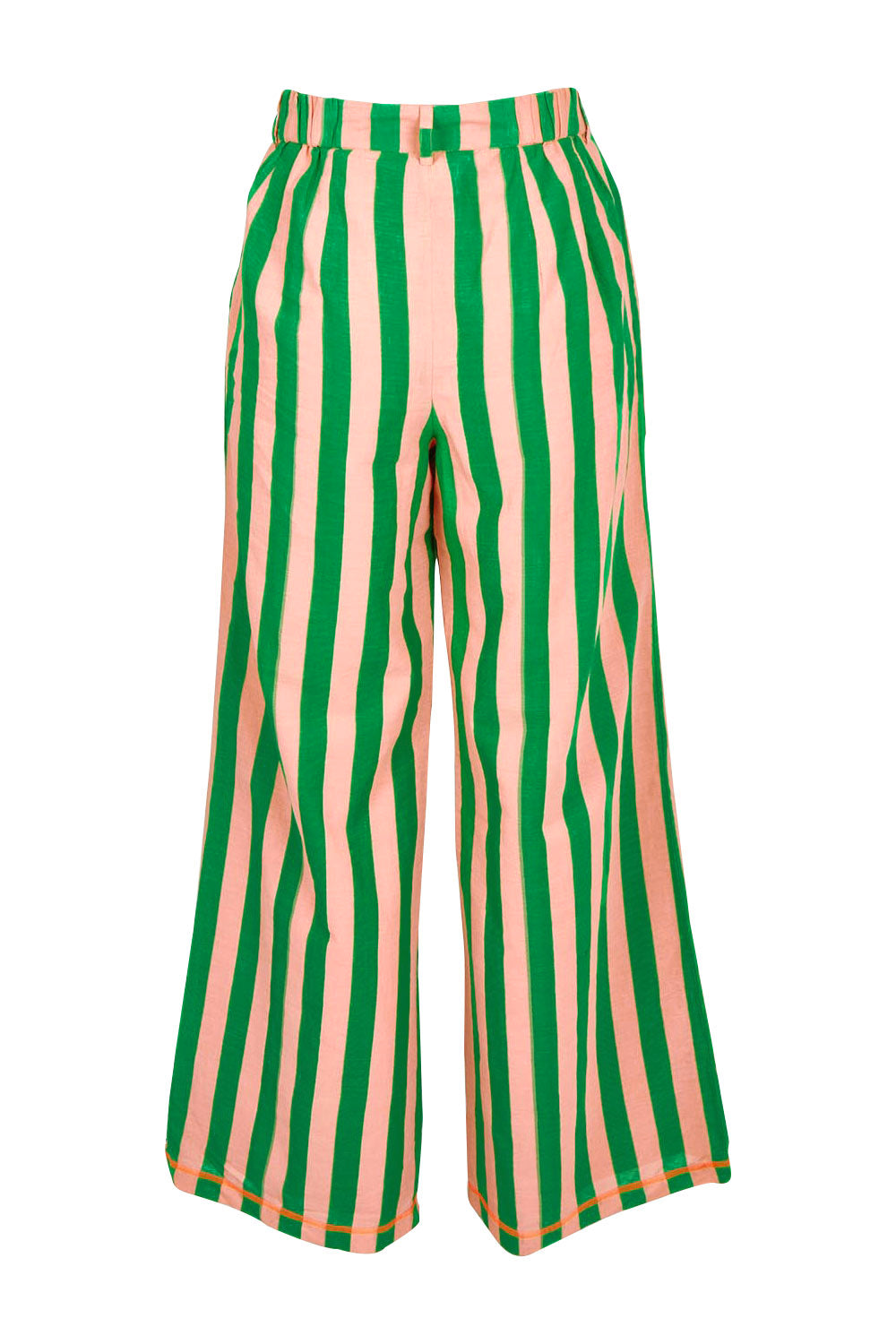Product shot of the Sana Cotton Pant in colour Capri (Green), from the back