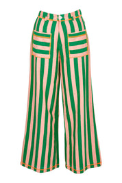 Product shot of the Sana Cotton Pant in colour Capri (Green), from the front