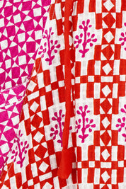 Product shot of the Guru Cotton Skirt in colour Splicenap (Pink), detail