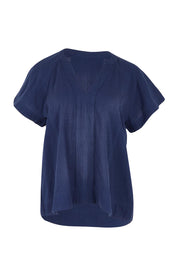 Product shot of the Livy Cotton Top in colour Navy (Blue), from the front