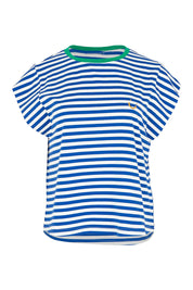 Product shot of the Bellissimo Cotton Tee in colour Bluestripe (Blue), from the front