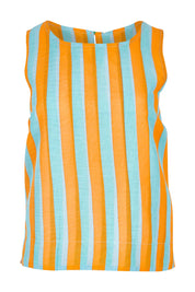 Product shot of the Hara Cotton Reversible Top in colour Capri (Green), detail