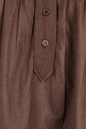 Product shot of the Danika Cotton Top in colour Coffee, detail