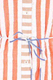 Product shot of the Maui Shirt Dress – Watermelon in colour Watermelon, showing detail