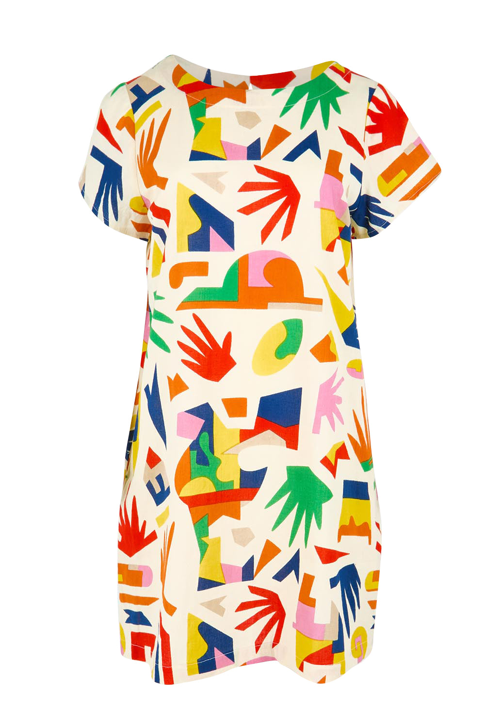 Product shot of the Harper Dress – Shapes in colour Shapes, from the front
