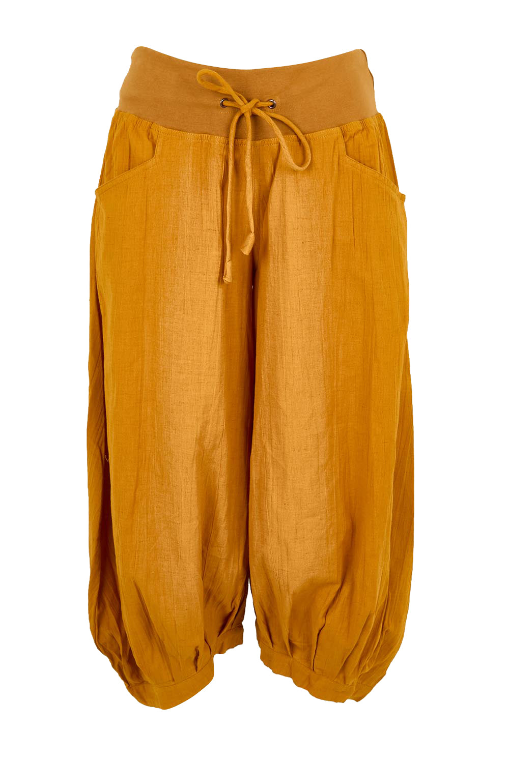 Product shot of the Guru Pant – Turmeric in colour Turmeric, from the front