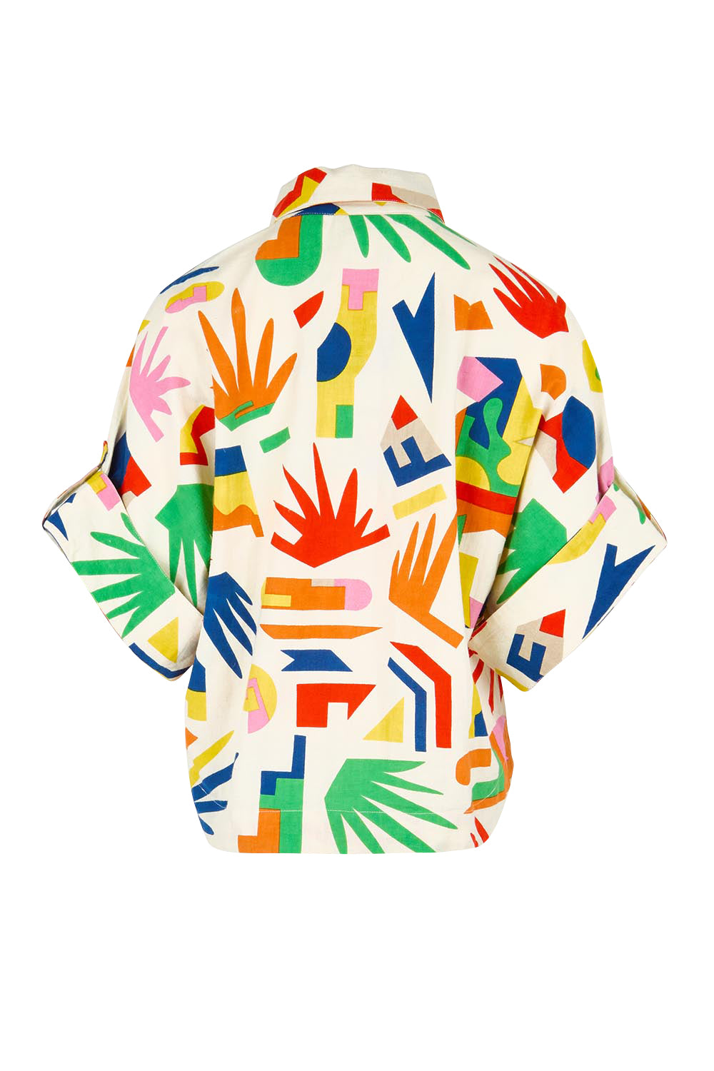 Product shot of the Maui Shirt – Shapes in colour Shapes, from the back