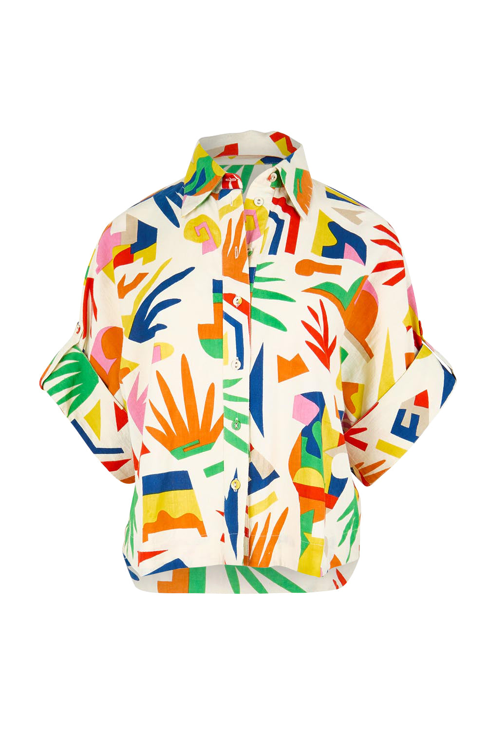 Product shot of the Maui Shirt – Shapes in colour Shapes, from the front