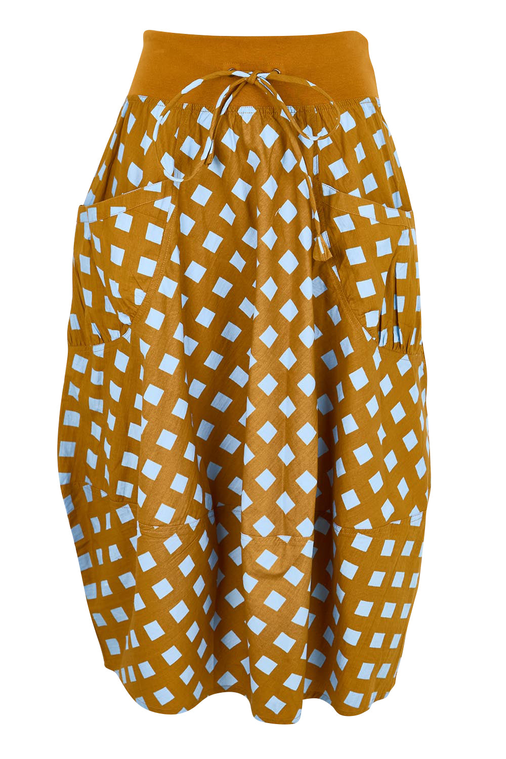 Product shot of the Guru Skirt – Geocheck in colour Geocheck, from the front