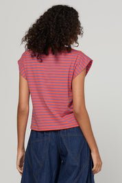 Model Genericm wearing size sample of the Bellissimo Tee – Roma in colour Roma, from the back