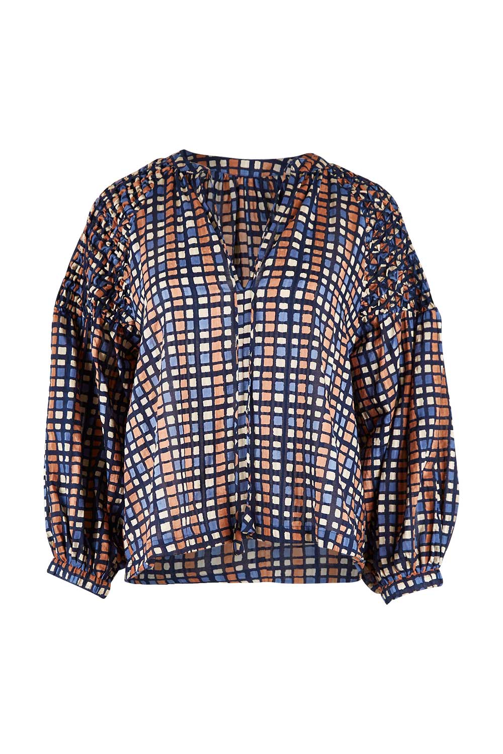 Product shot of the Rossi Cotton Shirt in colour Rossicheck (Blue), from the front