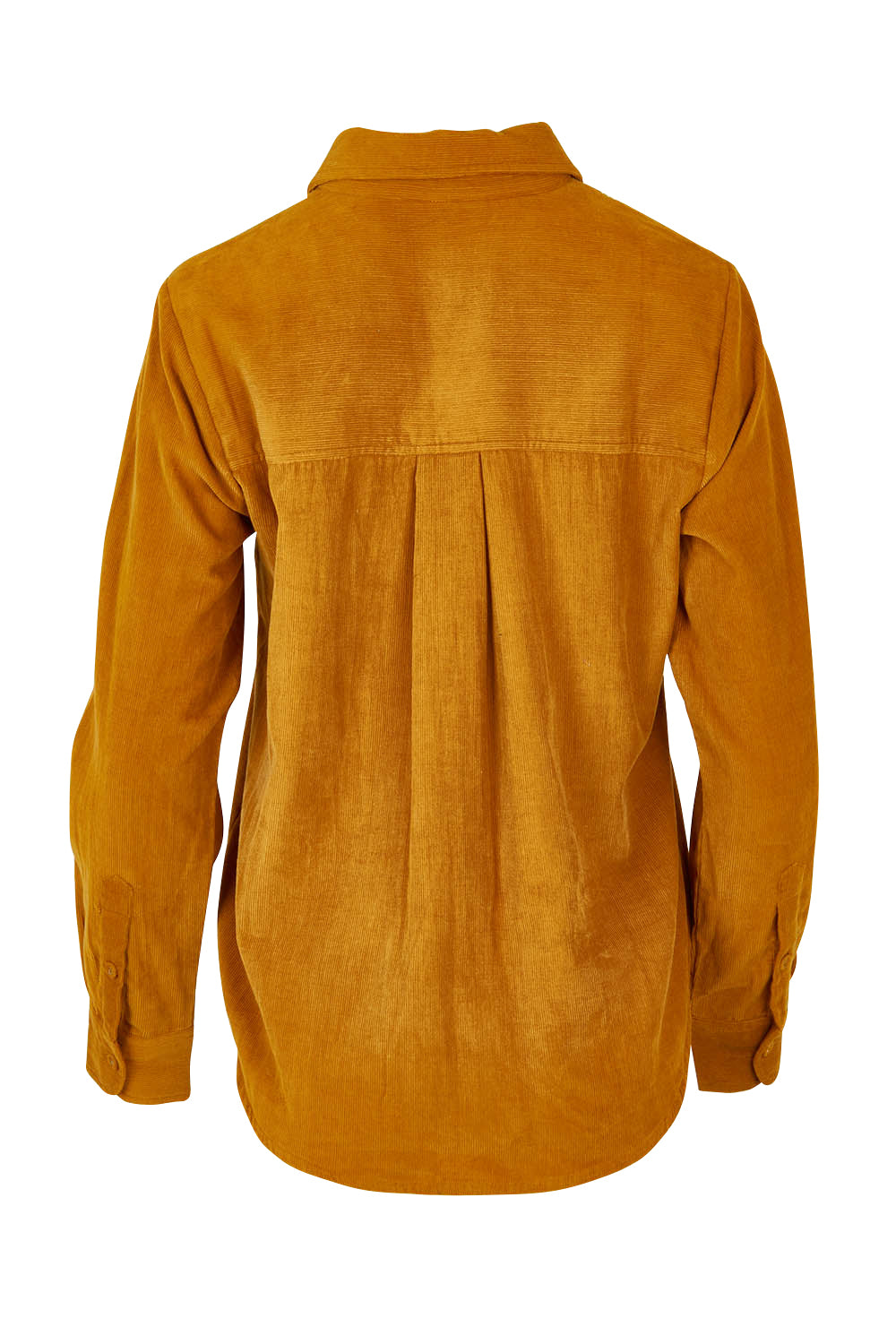 Product shot of the Metropolitan Cotton Cord Shirt in colour Marigold, from the back