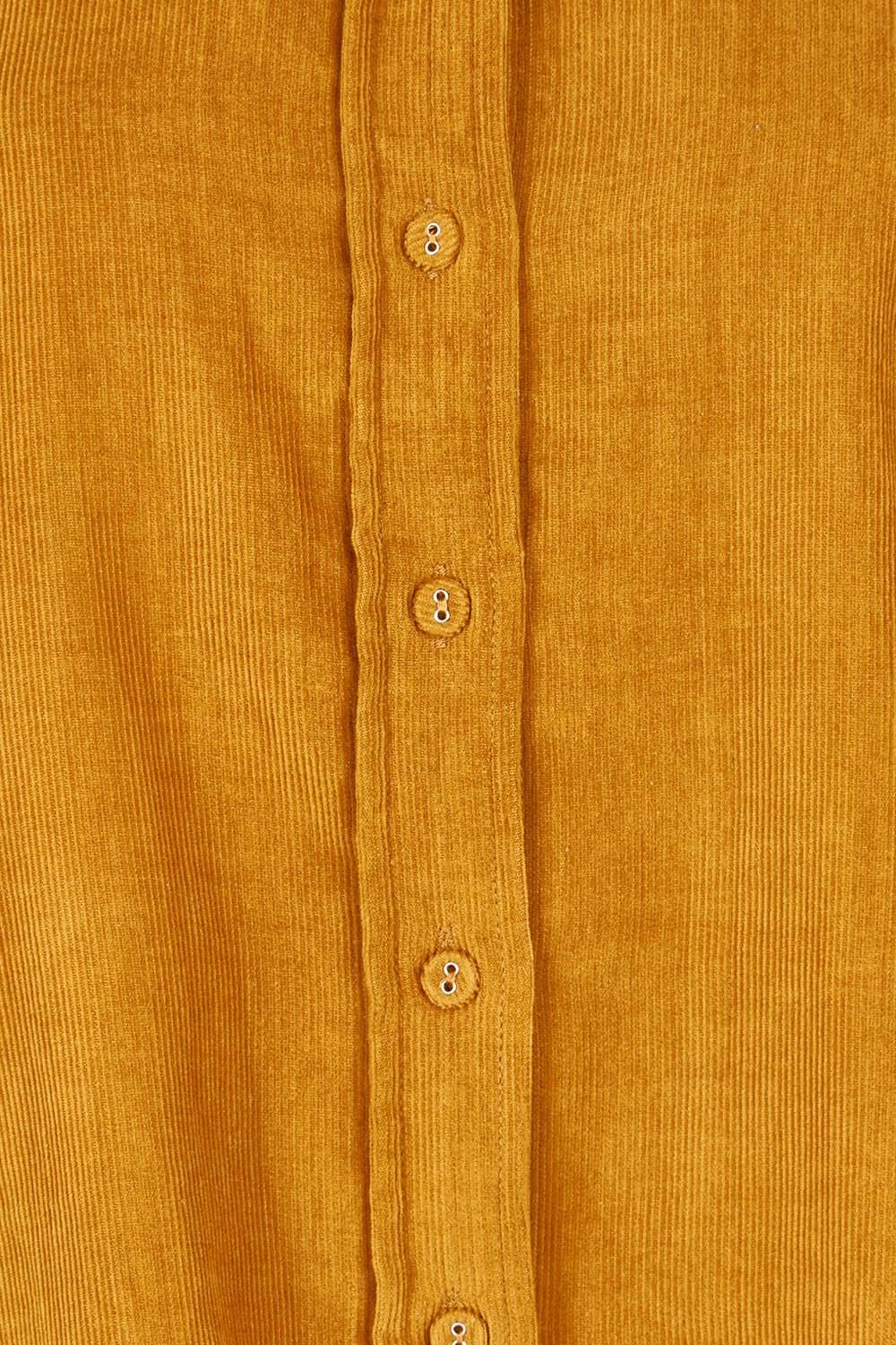 Product shot of the Metropolitan Cotton Cord Shirt in colour Marigold, detail