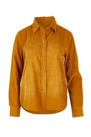 Product shot of the Metropolitan Cotton Cord Shirt in colour Marigold, from the front