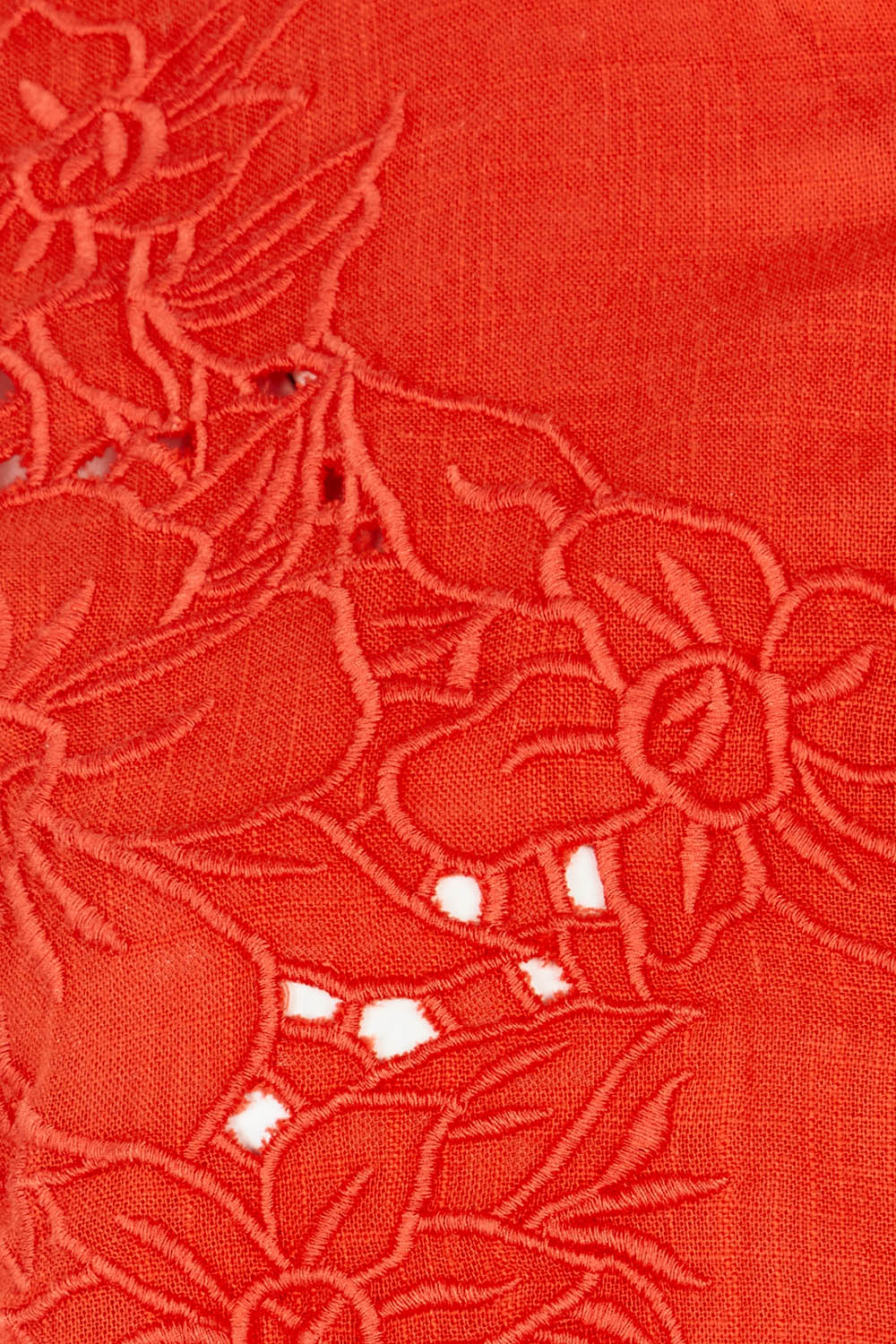 Product shot of the Clementine Cotton Shirt in colour Poppyred (Red), detail