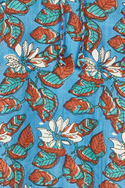 Product shot of the Mittie Cotton Top in colour Lettie (Blue), from the front