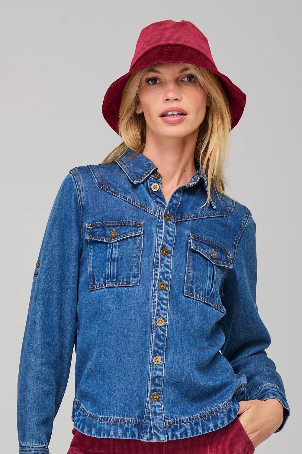 Dharma Cotton Bucket Hat - Cranberry