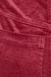 Product shot of the Dharma Pant in colour Cranberry (Red), detail