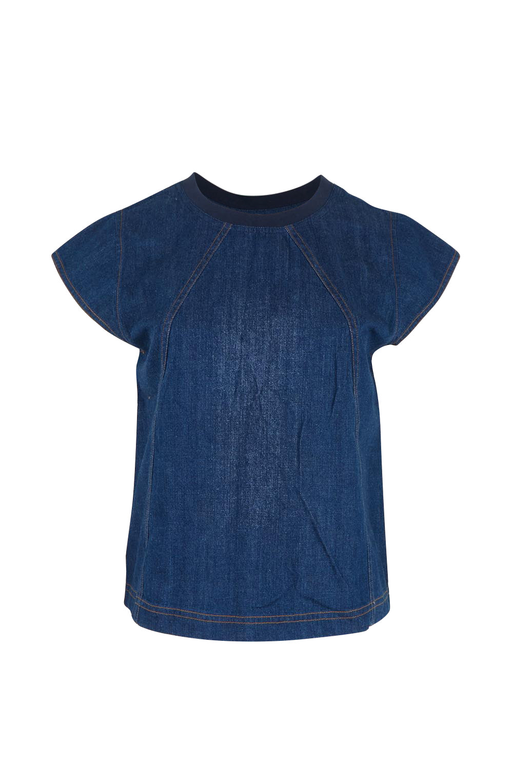 Product shot of the Leaf Top in colour Darkdenim (Blue), from the front