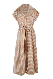 Product shot of the Portia Dress in colour Lattestrip, from the front
