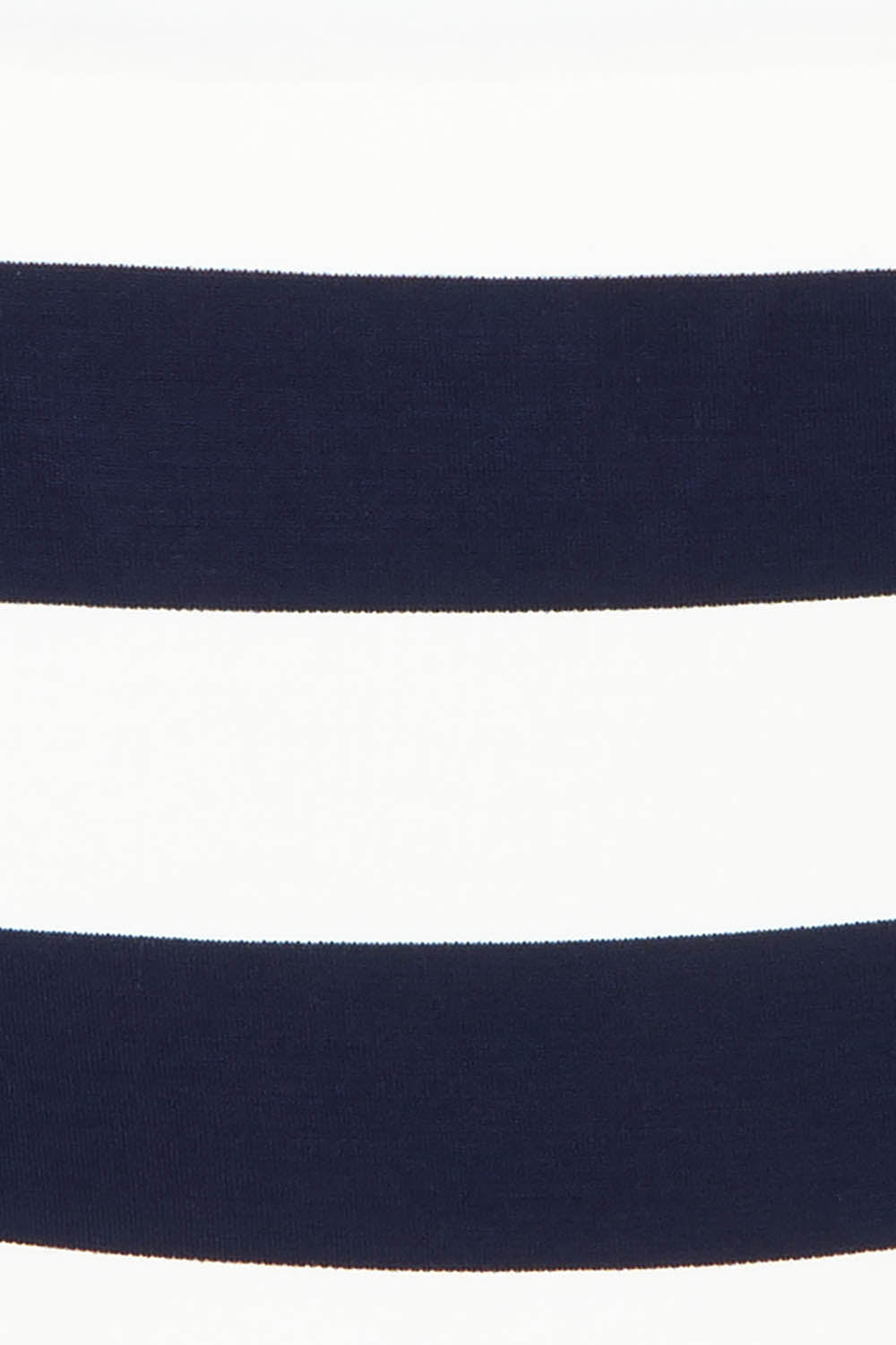 Product shot of the Thandie Strapless Dress in colour Navystripe (Blue), detail