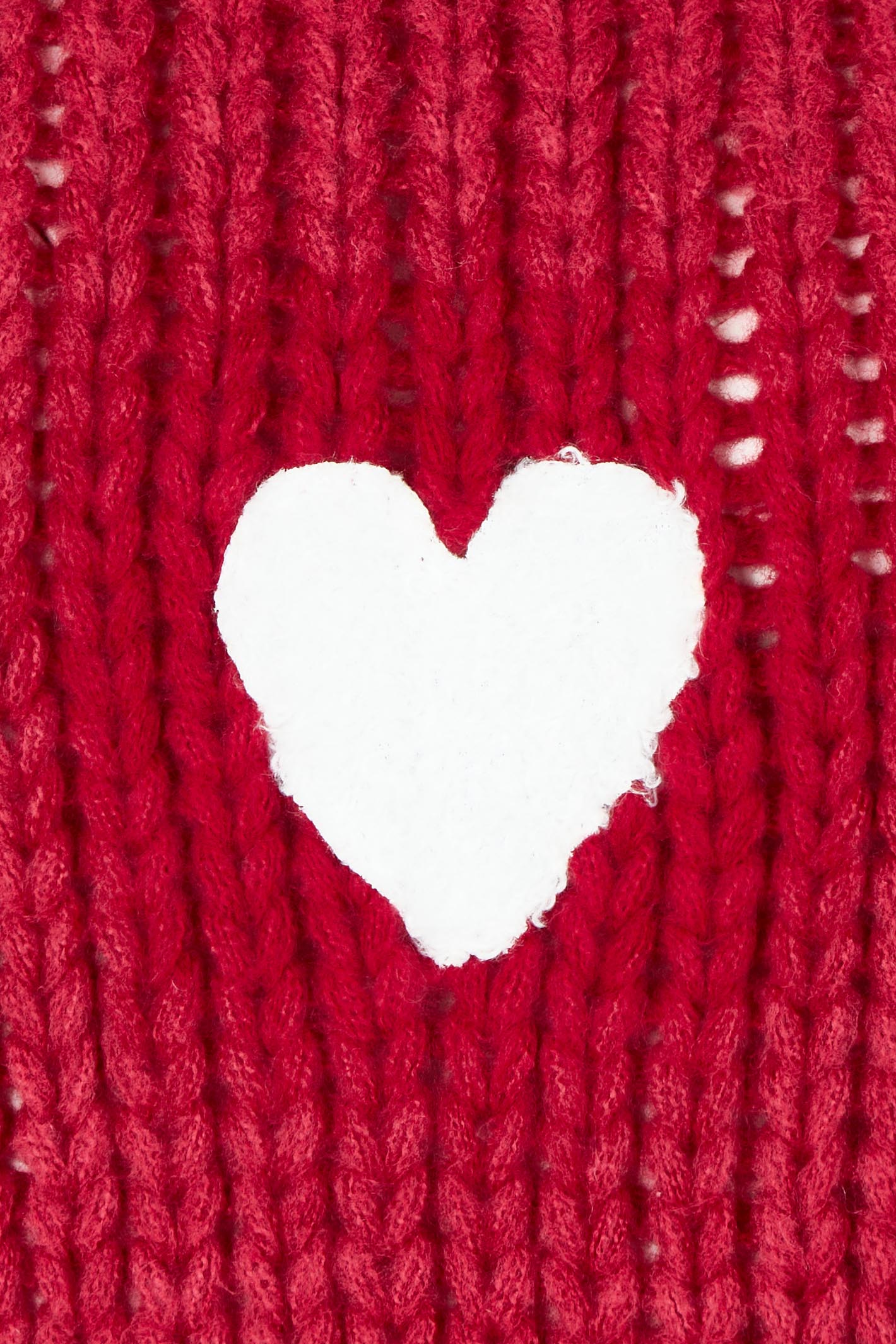 Product shot of the Heart On My Sleeve Knit in colour Cherrywhit (Red), detail