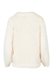 Product shot of the Heart On My Sleeve Knit in colour Offwhite (White), from the back
