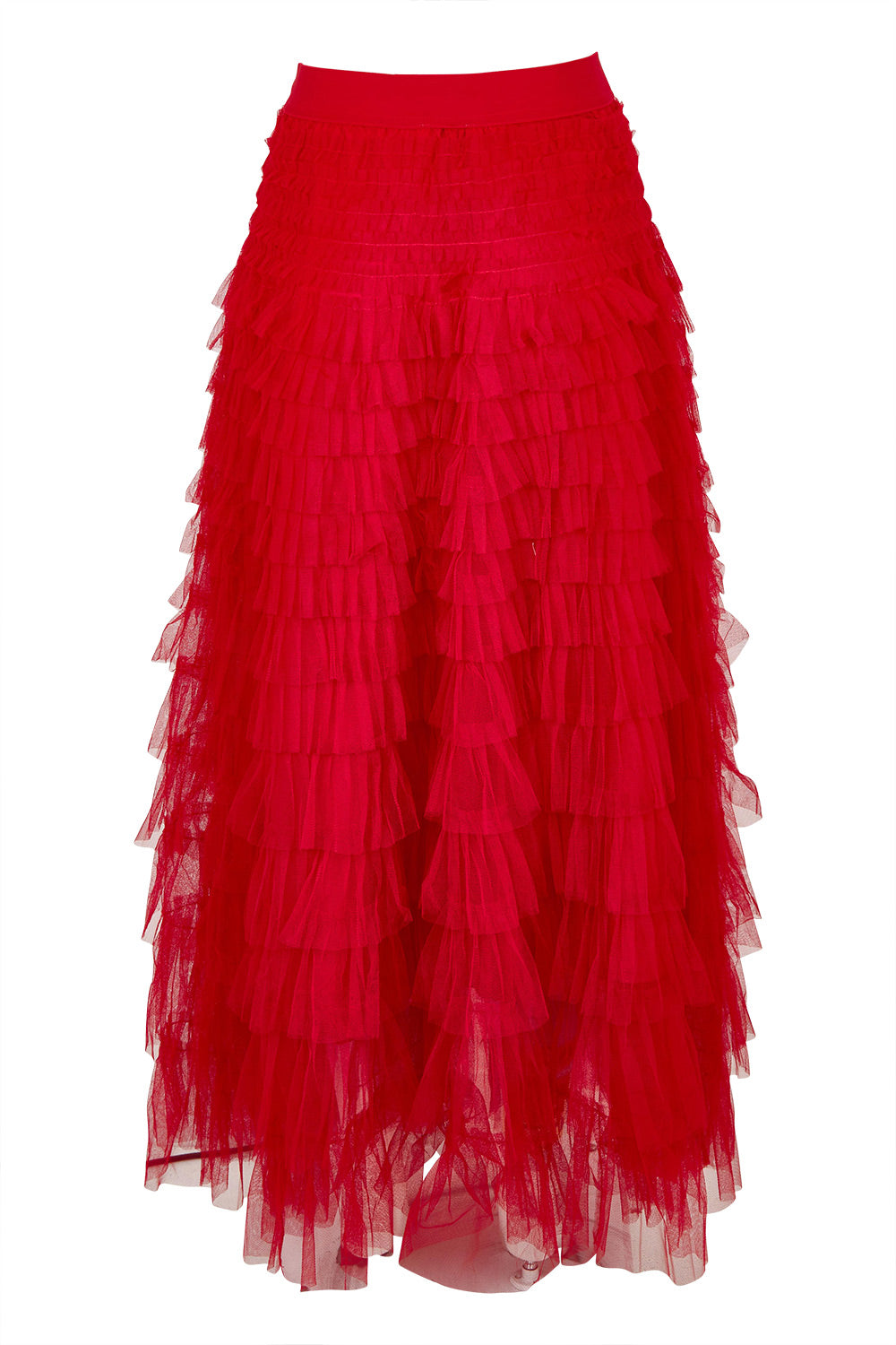 Product shot of the Chance Skirt in colour Berryred (Red), from the back