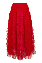 Product shot of the Chance Skirt in colour Berryred (Red), from the front