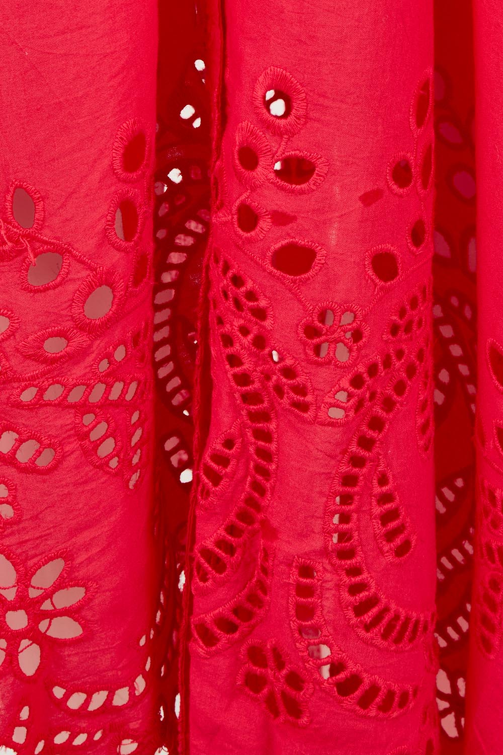 Product shot of the Versailles Cotton Dress in colour Chilli (Red), detail