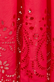 Product shot of the Versailles Cotton Dress in colour Chilli (Red), detail