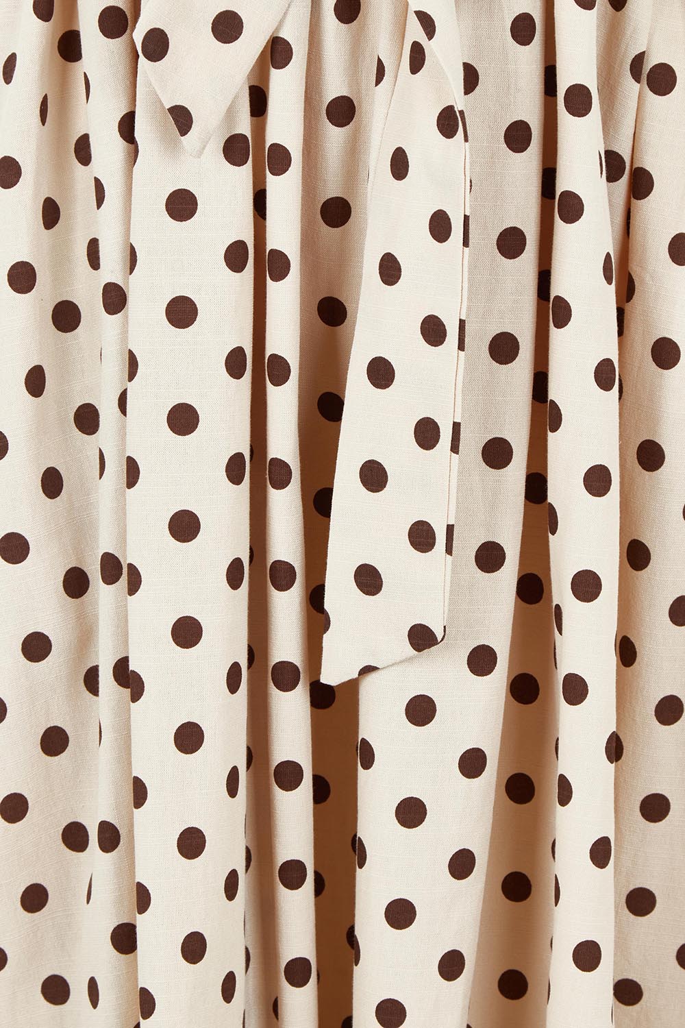 Product shot of the Avalon Cotton Maxi Dress in colour Chocpolka, detail