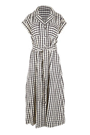 Product shot of the Portia Dress – Blkgingham in colour Blkgingham, from the front