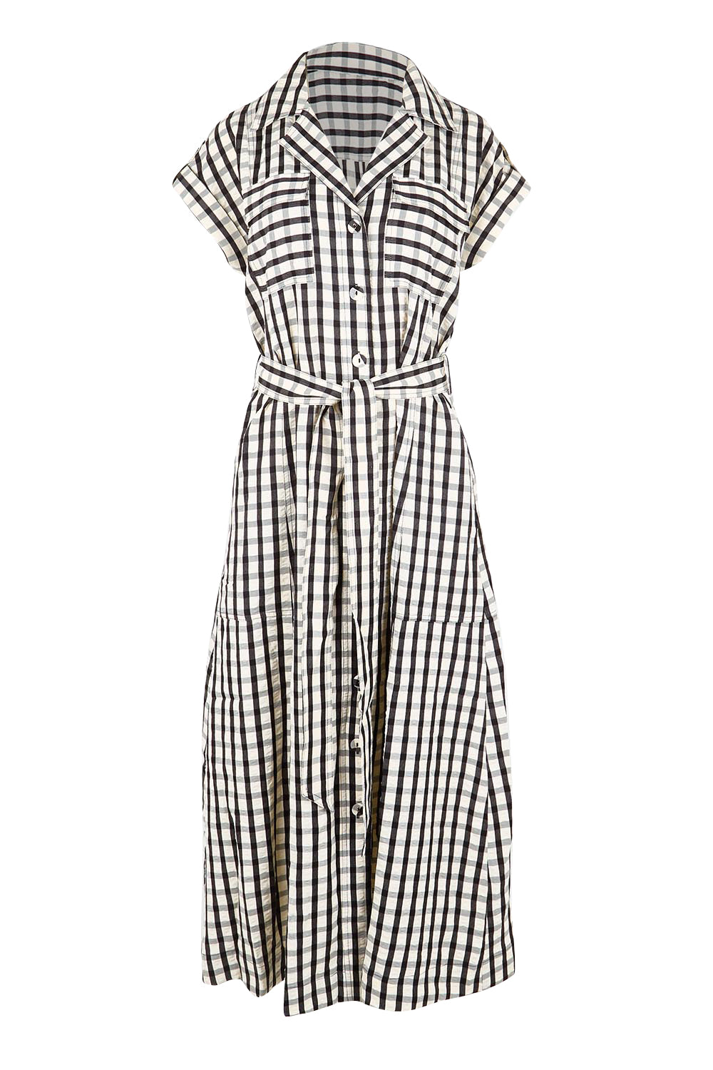 Product shot of the Portia Dress – Blkgingham in colour Blkgingham, from the front