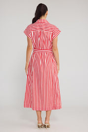 Model Genericm wearing size sample of the Portia Dress - Cherrystripe in colour Cherrystripe, from the front