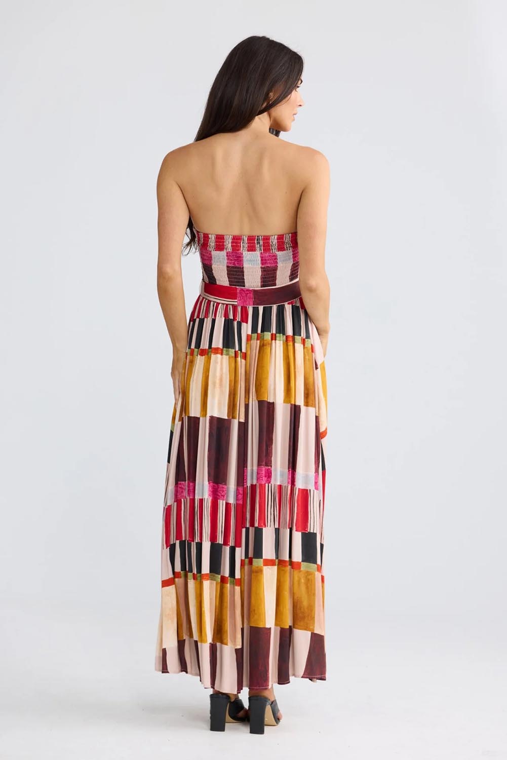 Model Genericm wearing size sample of the Avalon Dress – Painterly in colour Painterly, from the front