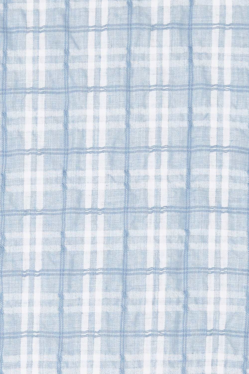 Product shot of the Ciao Bella Dress in colour Bluecheck (Blue), detail