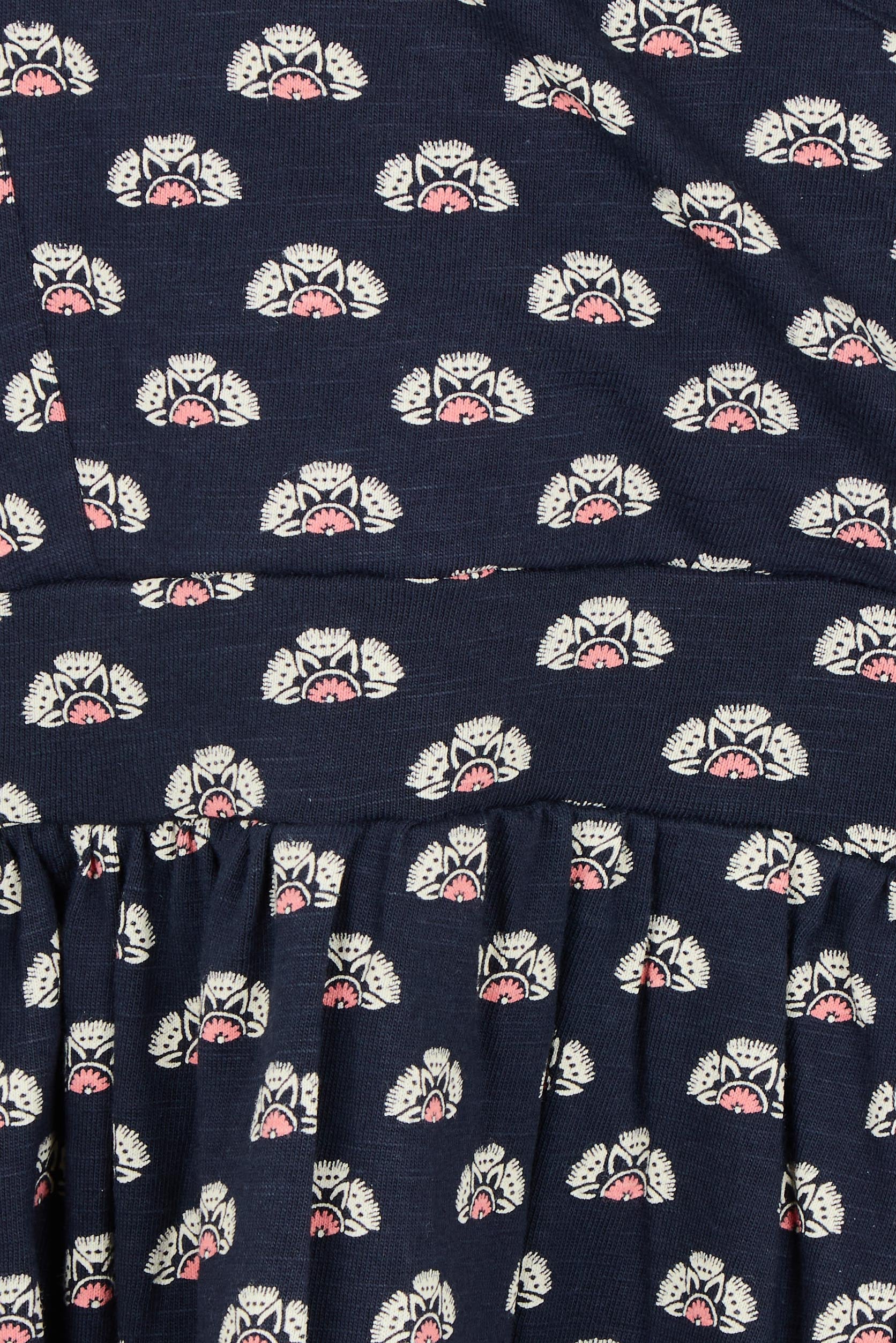 Product shot of the Annie Faux Wrap Cotton Dress in colour Navy (Blue), detail