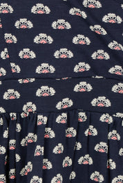 Product shot of the Annie Faux Wrap Cotton Dress in colour Navy (Blue), detail