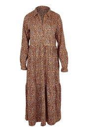 Product shot of the Painted Spot Cotton Maxi Dress in colour Print, from the front