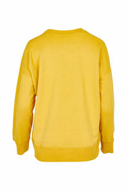 Product shot of the Star Crew Neck Cotton Sweatshirt in colour Mustard, from the back