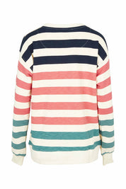 Product shot of the Stripe Crew Neck Cotton Sweatshirt in colour Multi, from the back