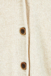Product shot of the Shawl Collar Wool Blend Cardigan in colour Cream, detail
