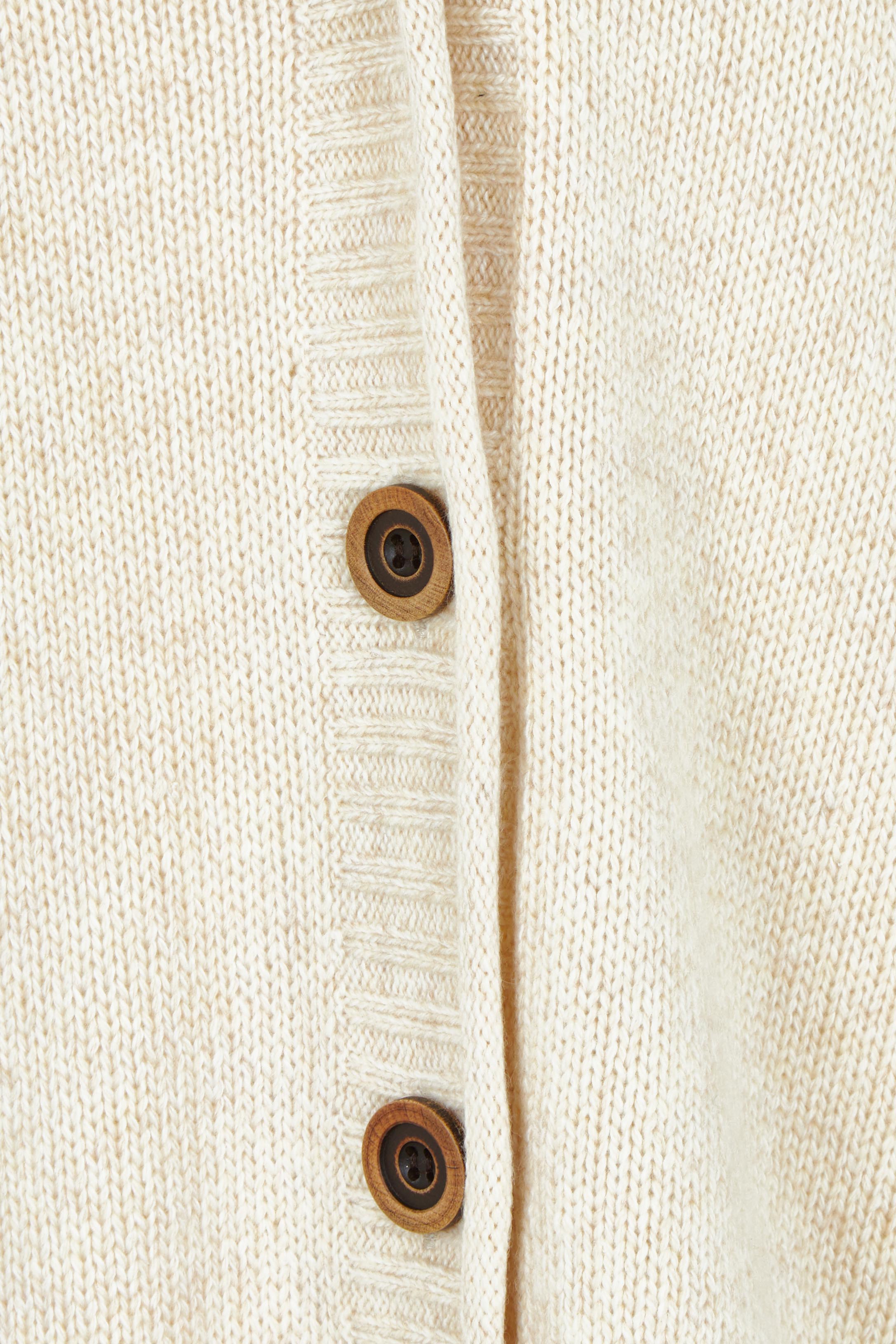 Product shot of the Shawl Collar Wool Blend Cardigan in colour Cream, detail