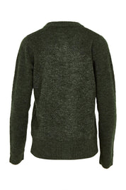 Product shot of the Rib Stitch Classic Cardigan in colour Green (Green), from the back