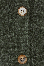 Product shot of the Rib Stitch Classic Cardigan in colour Green (Green), detail