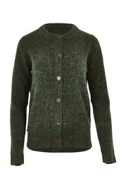 Product shot of the Rib Stitch Classic Cardigan in colour Green (Green), from the front