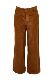 Product shot of the Wide Leg Cord Trousers in colour Brown, from the front